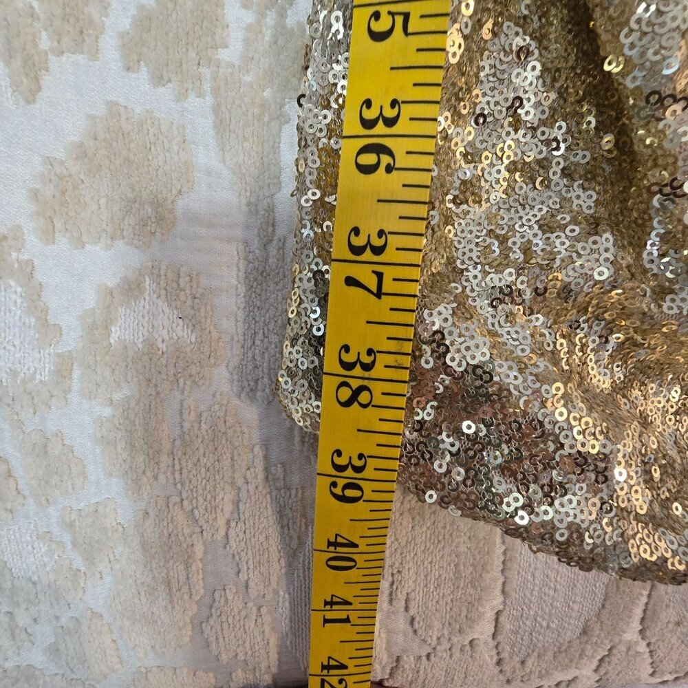 BCBGMAXAZRIA Gold Sequin One-Shoulder Mini Draped Side Cutout XL Holiday Party - Picture 16 of 16